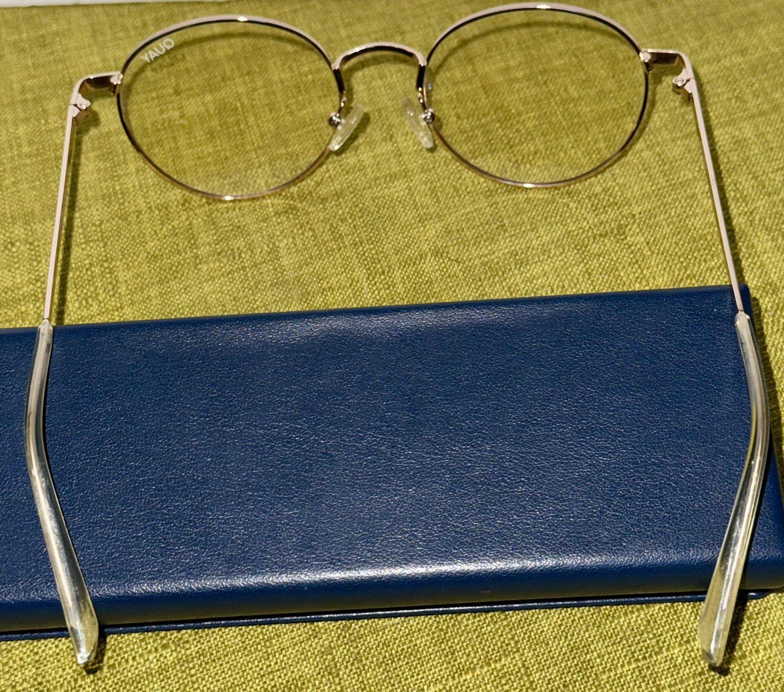 Quay Australia “I See You” Gold Metal Frame Round Blue-Light Blocking Glasses