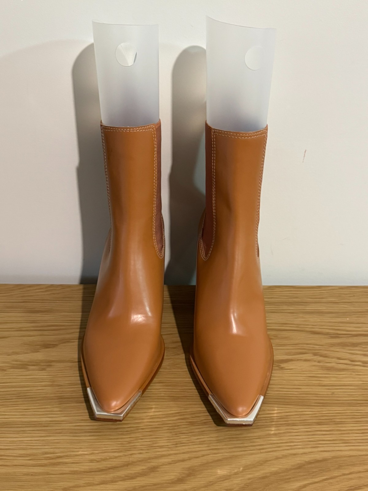 Schutz Womens Caramel Brown Leather Block Heel Ankle Chelsea Boots Size US 8.5B