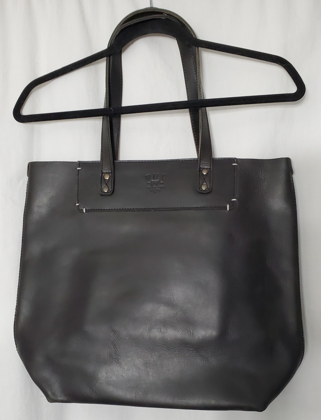 XLarge Will Leather Goods BLACK GENUINE LEATHER SHOULDER BAG HANDBAG PURSE TOTE
