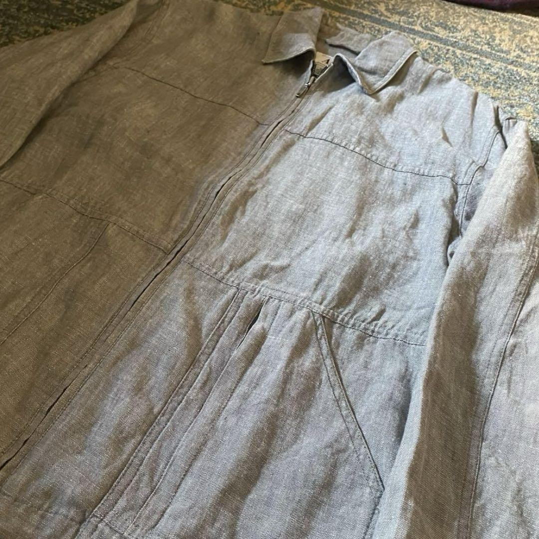 ARMANI 100% linen Jacket Blouson Men Size S Gray 90s