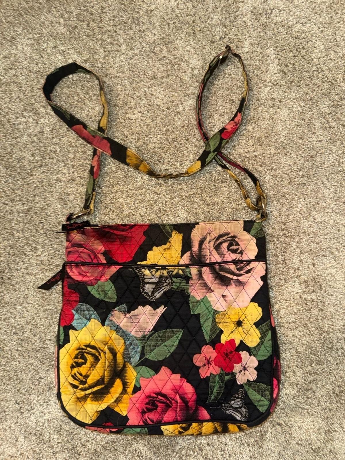 Vera Bradley Triple Zip Hipster Crossbody Bag in Havana Rose Pattern