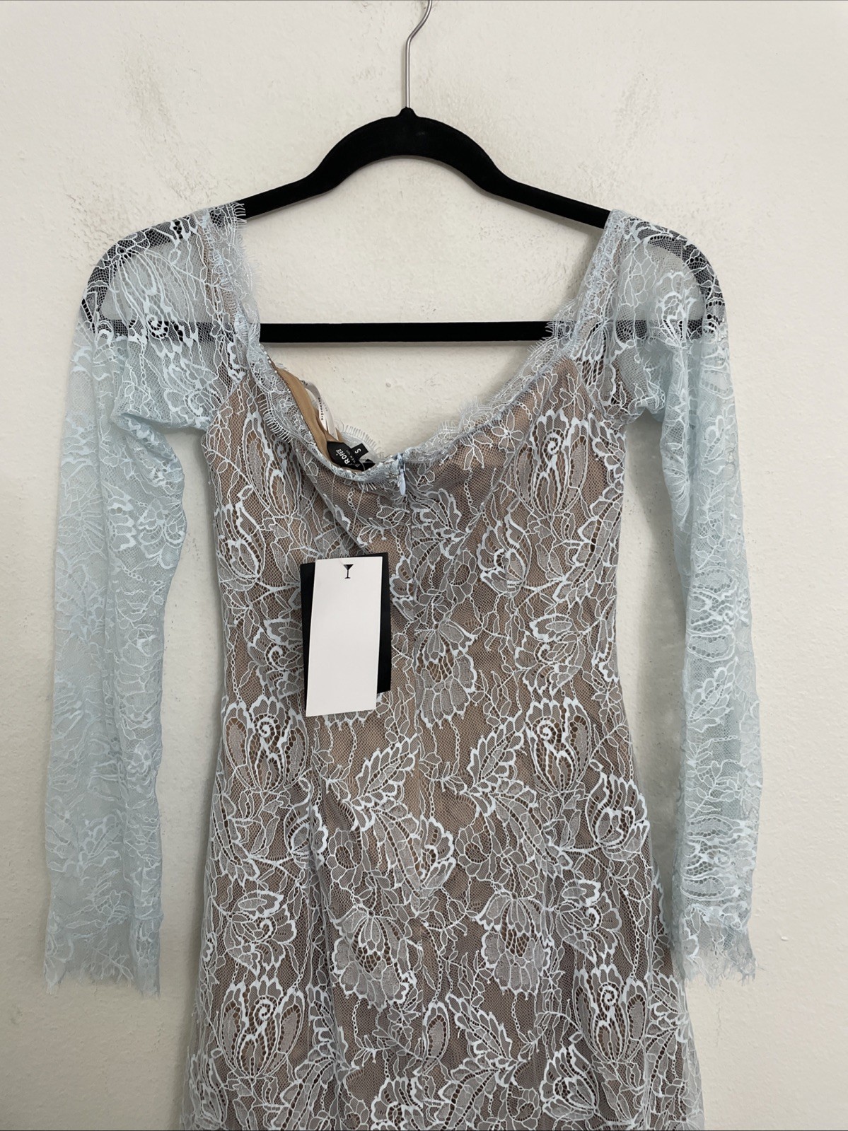 RETROFETE Aino mini Dress lace ice blue off the shoulder size S NWT $528msrp