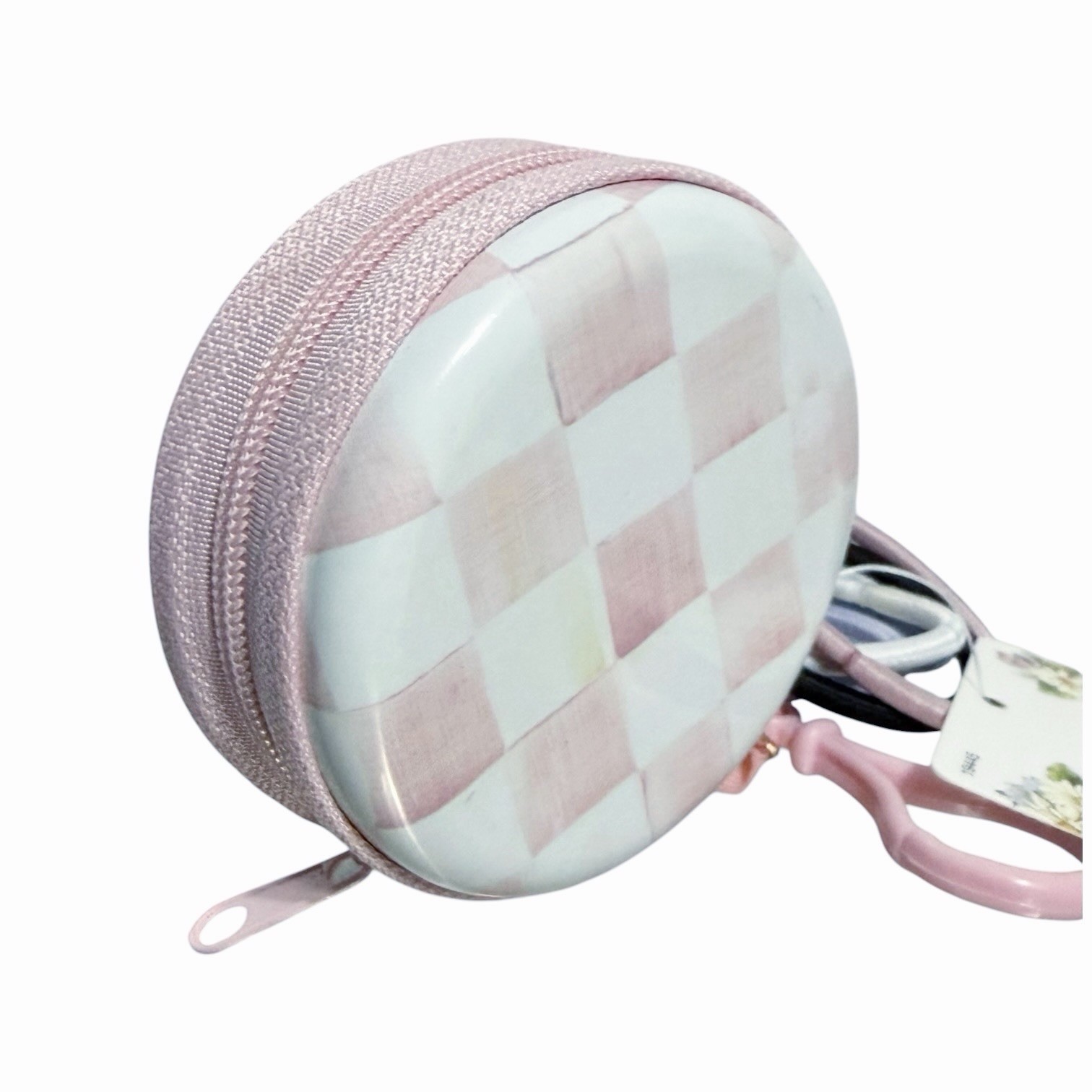 MacKenzie-Childs x Goody ~ Rosy Check Zipper Purse Charm with Hair Ties ~ NEW