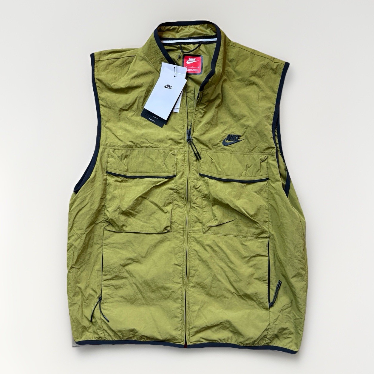 Nike Tech Woven Olive Green Pockets FZ Utility Wind Vest Men’s S FZ0748-307 NEW