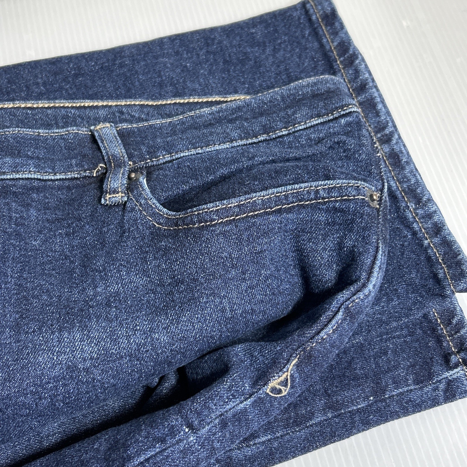 Calvin Klein Women High Rise Straight Leg Jean Size 16 Dark Blue #1829063 NWT