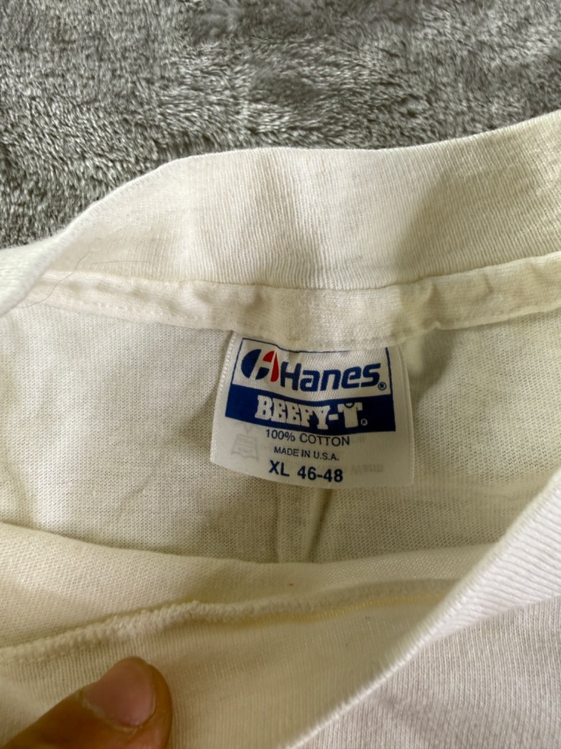 Hanes Beefy-T Men’s T-Shirt XL White Single Stitch Construction