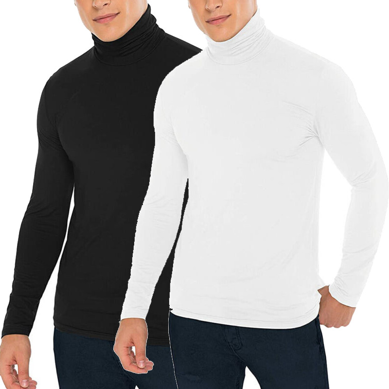 Men’s Mock Turtleneck T-Shirt Solid Long Sleeve Pullover Basic Undershirt Tops