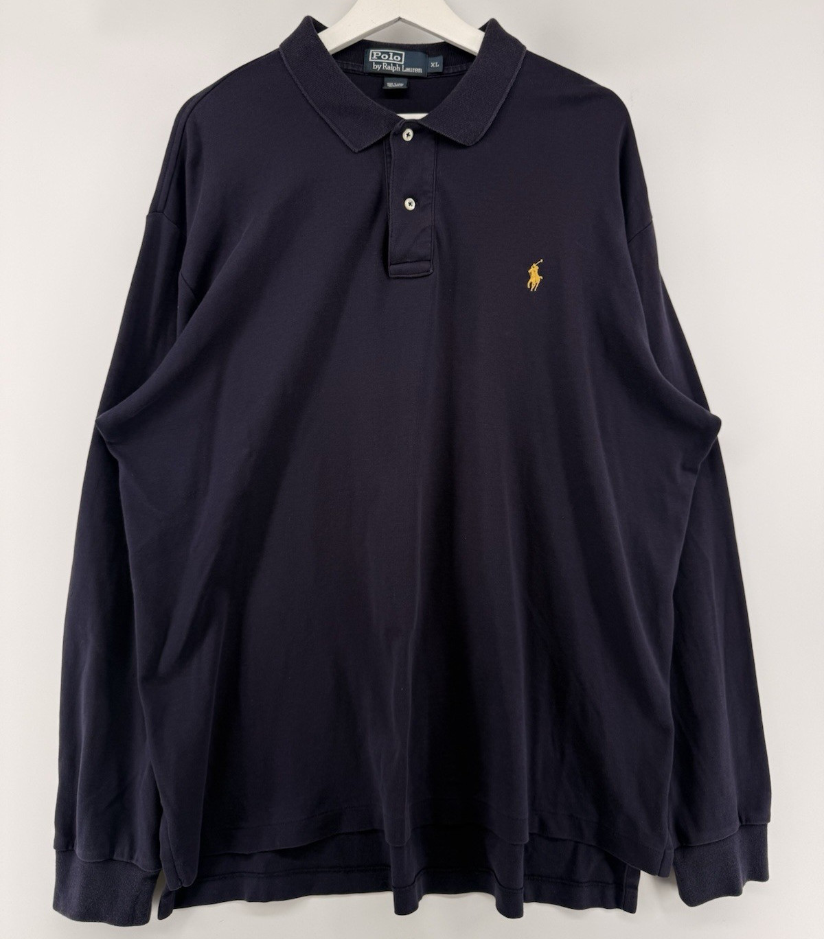 Polo Ralph Lauren Men Long Sleeve Polo Shirt Navy Blue XL Cotton
