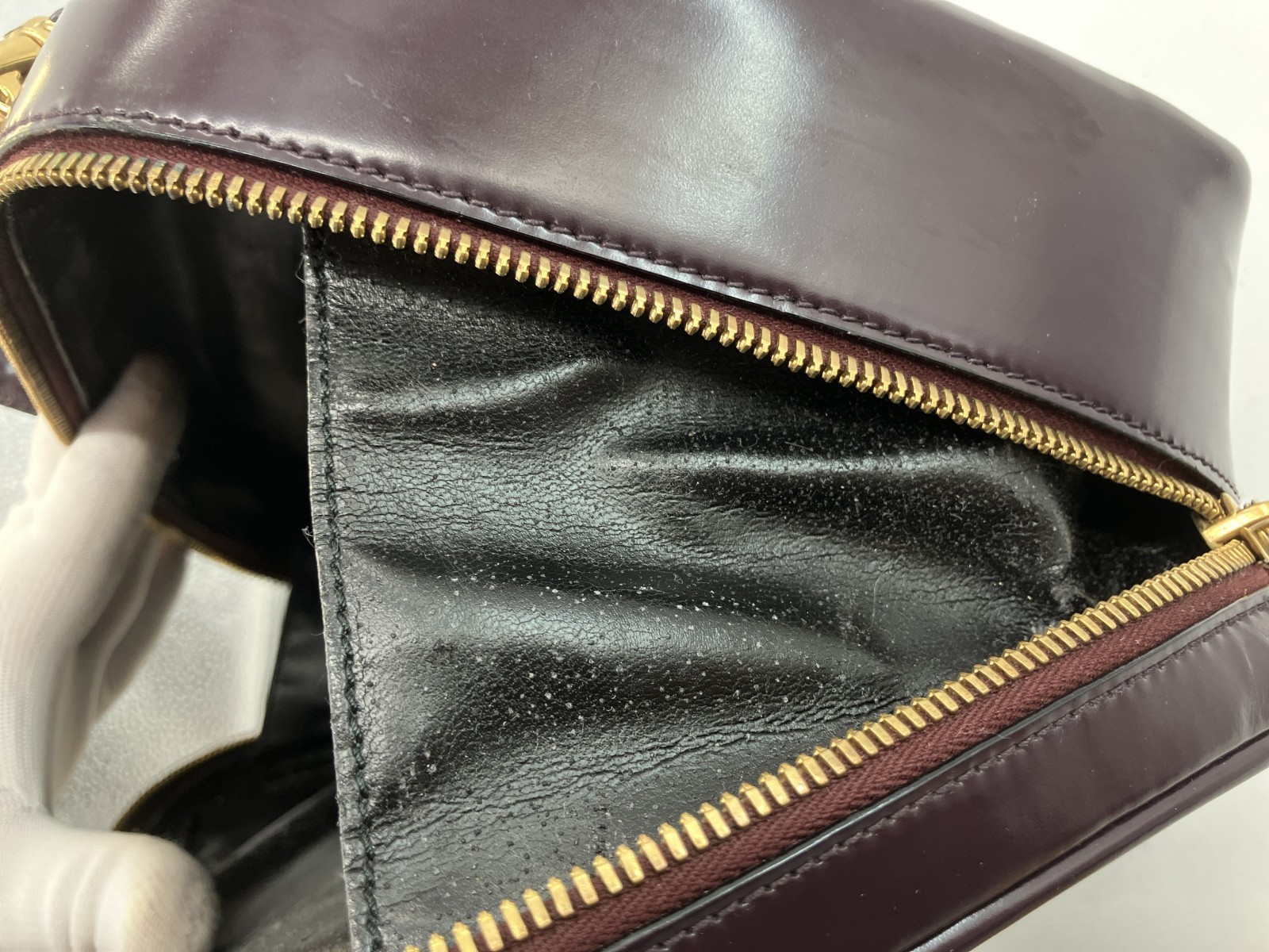 Gucci Vintage Burgundy Leather 2Way Shoulder Hand Bag Bamboo Italy