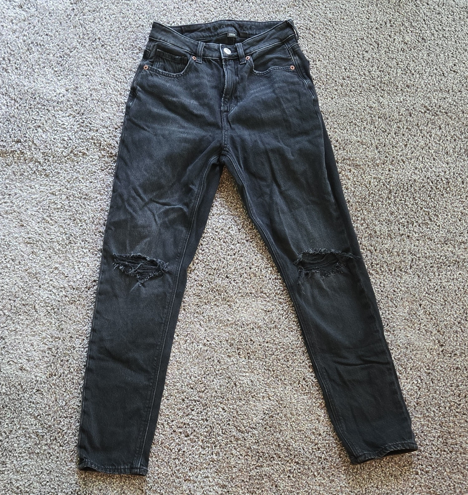 American Eagle Outfitters Strigid Black Skinny Jeans 00 High Rise Stretch