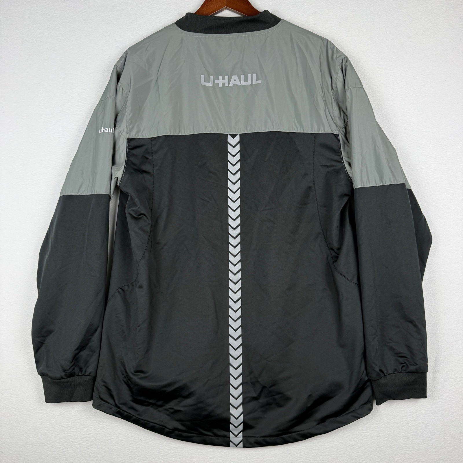U-Haul Windbreaker Jacket Mens Large Gray Black Full Zip Embroidered Logo Truck