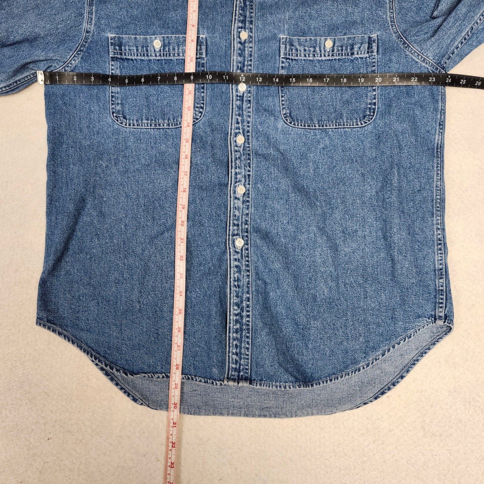 Vintage 90s GAP Denim Shirt Button Up Medium Wash Grunge Shacket Workwear Large