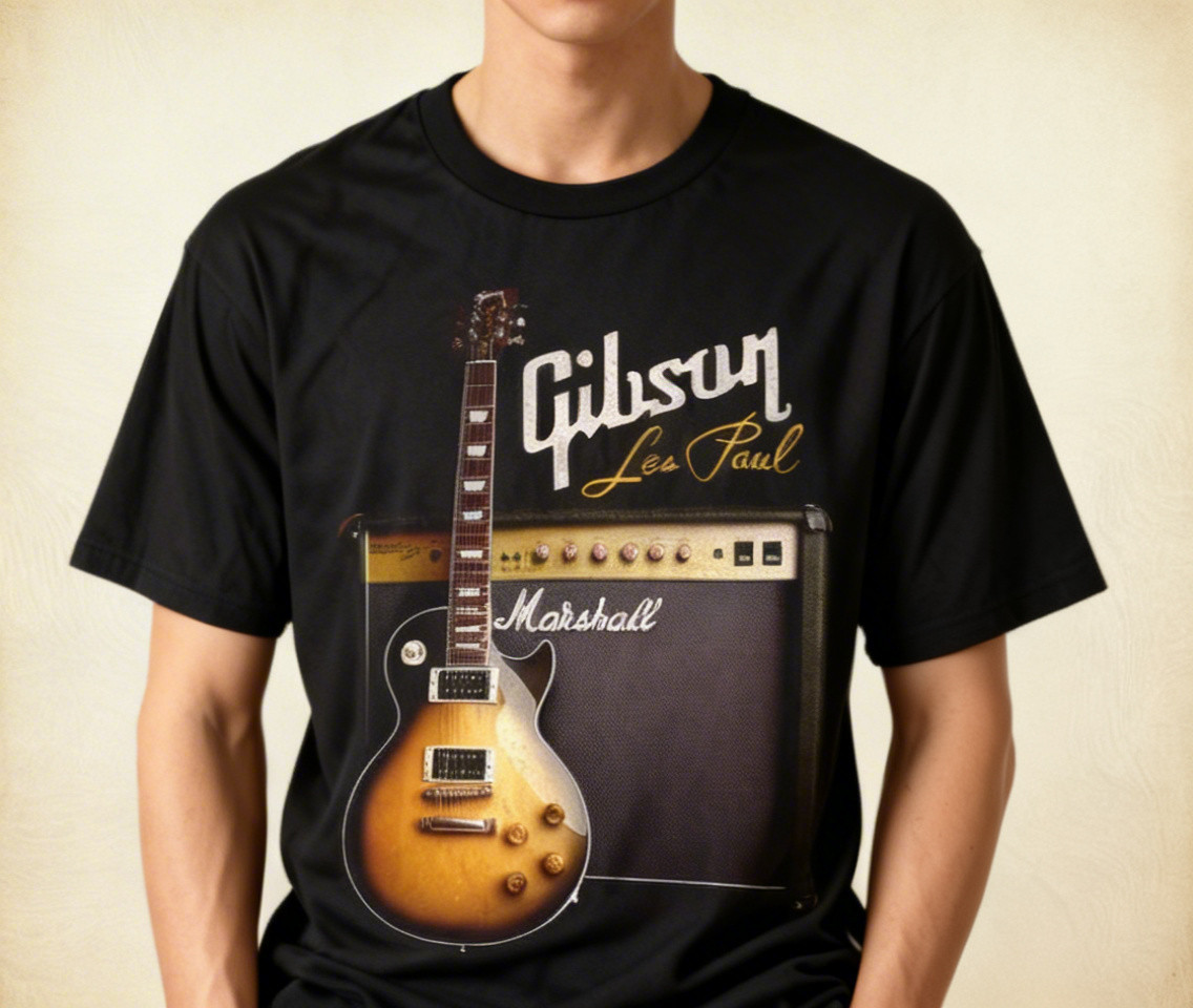 Gibson Les Paul Guitar Unisex Black T-shirt S-5XL NWT