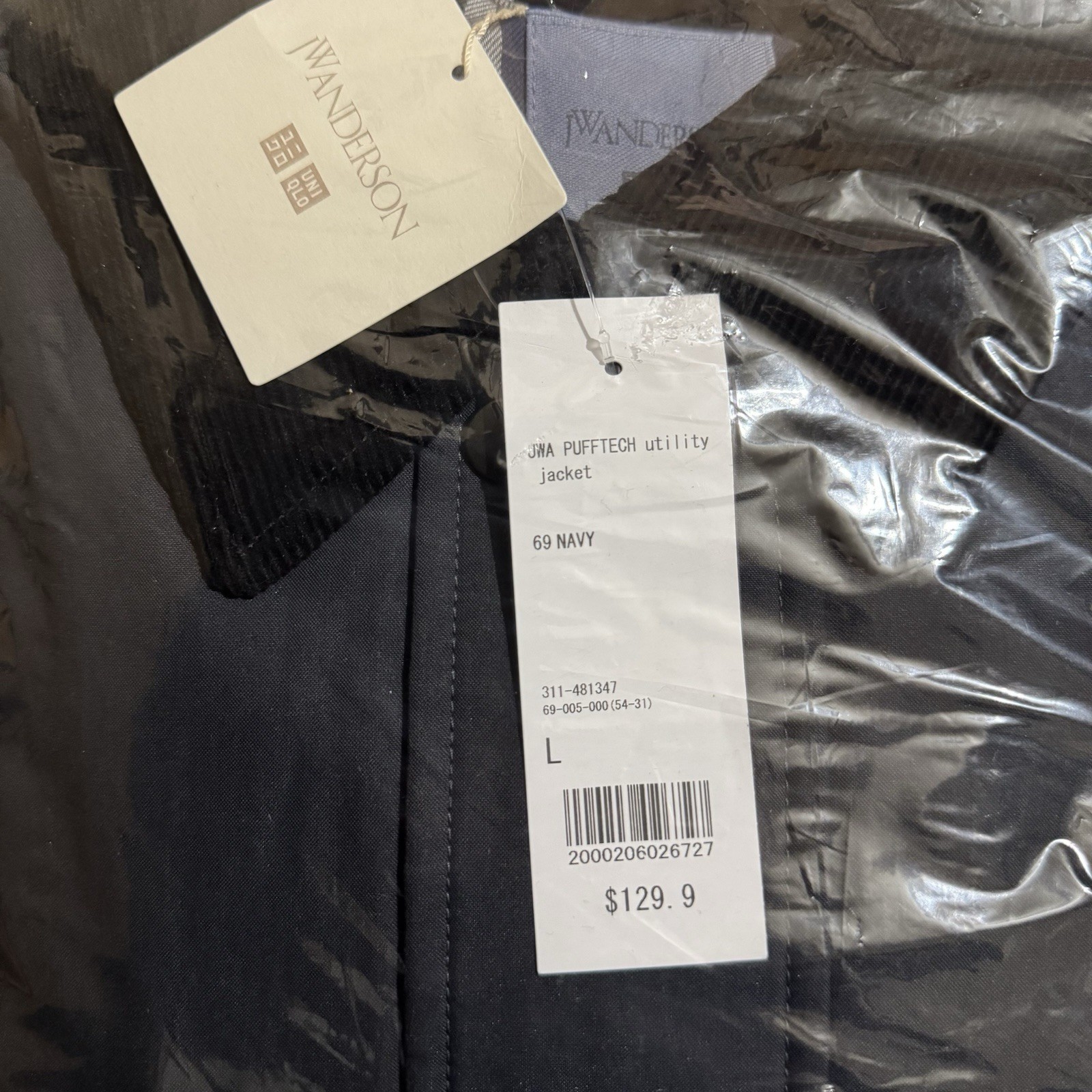 Uniqlo x JW Anderson Pufftech Utility Jacket Navy Puff Tech Size L