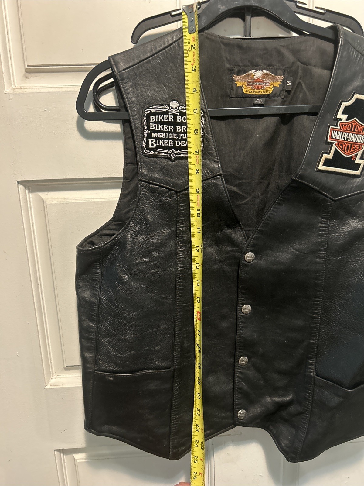 Harley Davidson Leather Vest Wings Logo Men’s M USA Vintage 80s 90s
