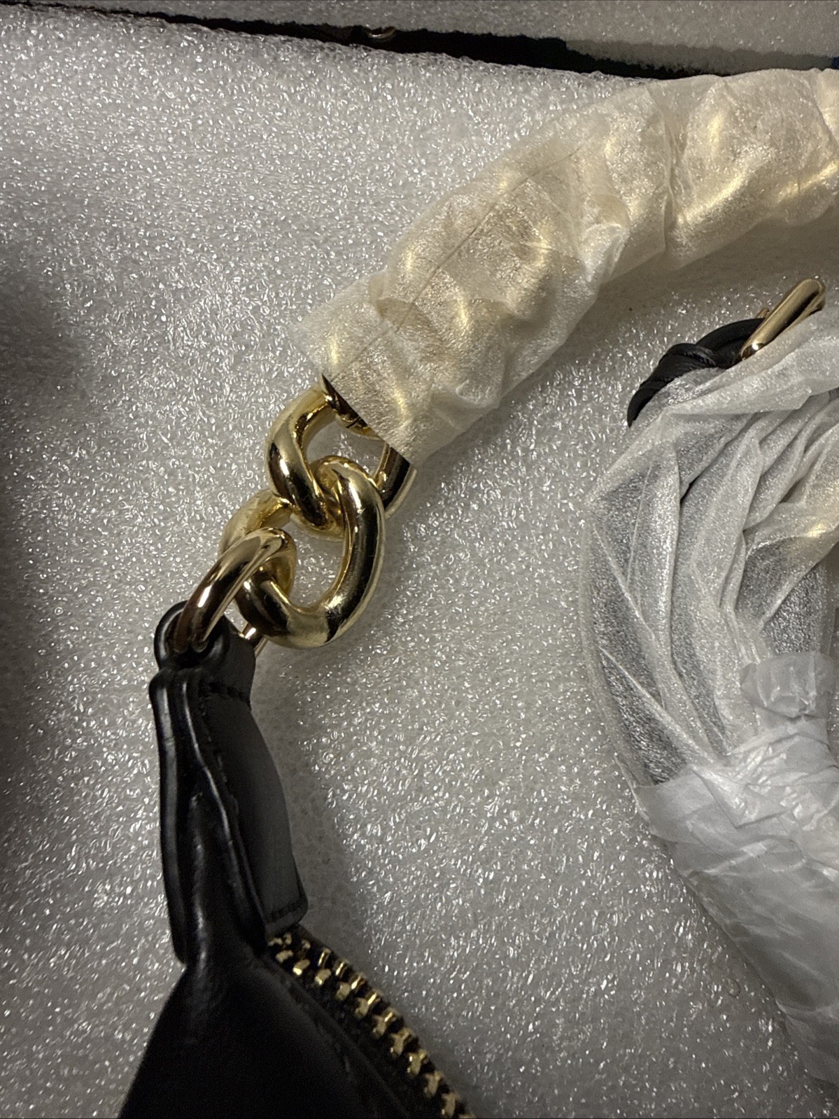 Versace Jeans Couture Shoulder Bag Black W9.1xH6.7″ Gold Chain Strap