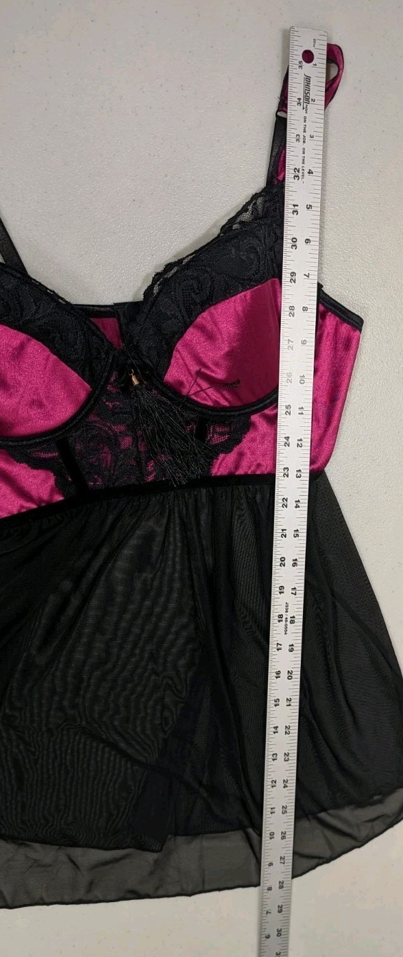 NWOT Icollection Venetian Lace Stain Babydoll Chemise Womens M Dark Romantic