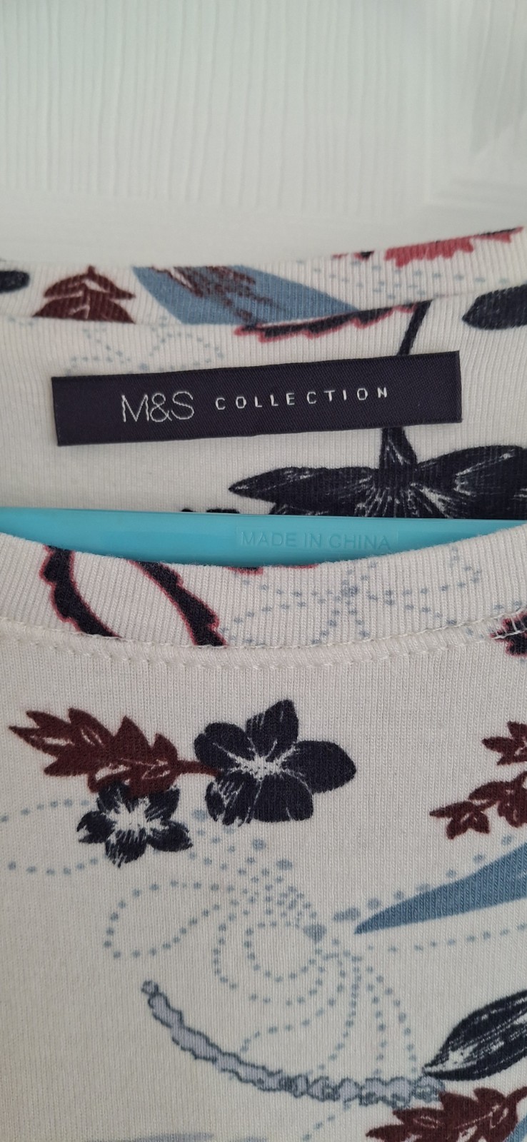 M&S Collection Ivory Mix Floral Top UK 12 EUR 40 Long Sleeve Crew Neck T41 3613