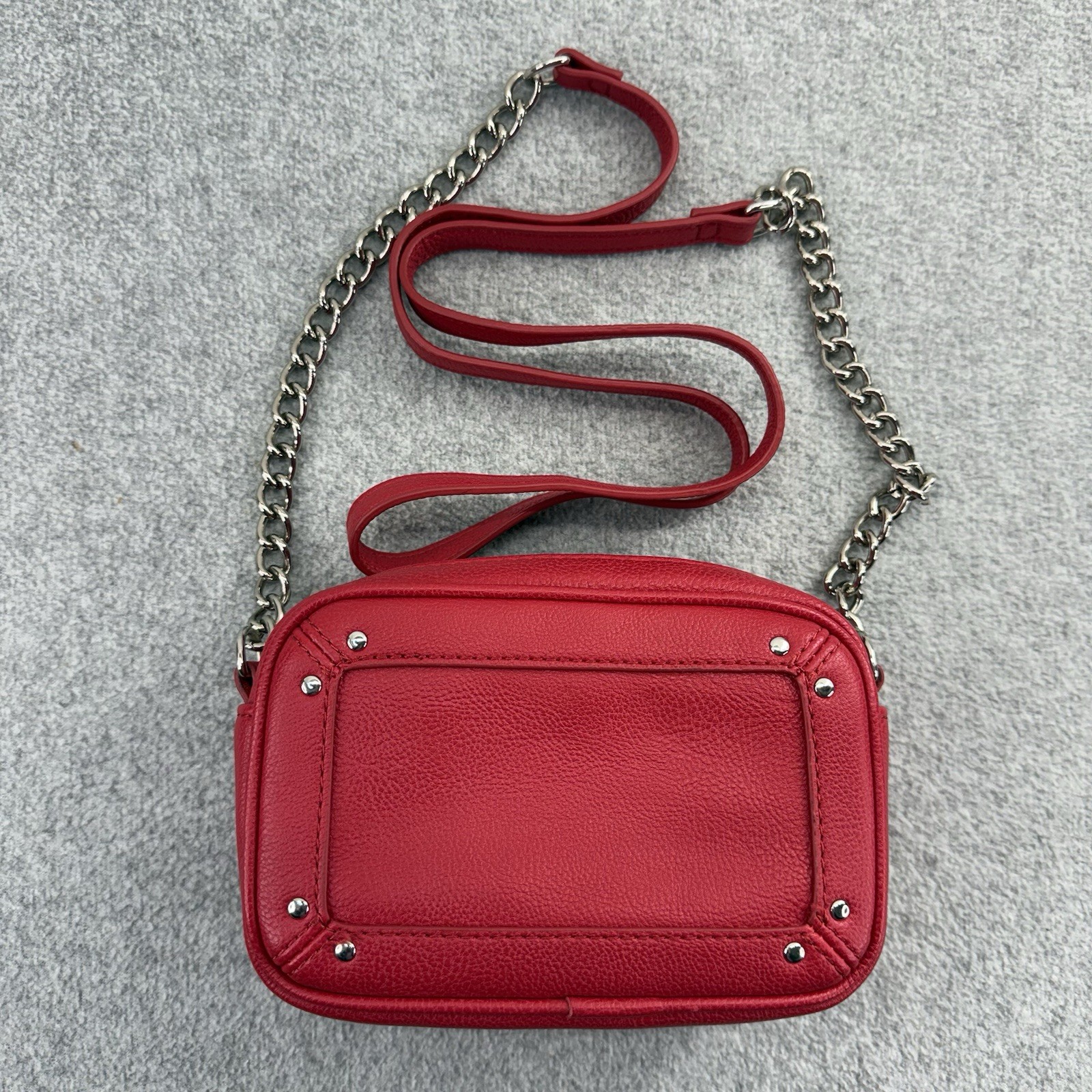 Express Mini Red Faux Leather Crossbody Bag Chain Strap Shoulder Purse
