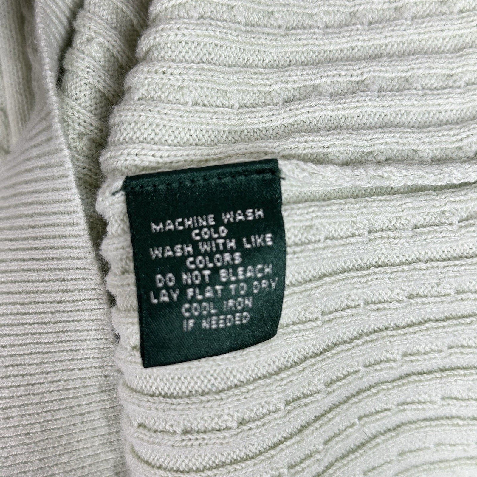 Lauren Ralph Lauren Cable Knit Sweater Women Large Cotton V Neck Mint Green