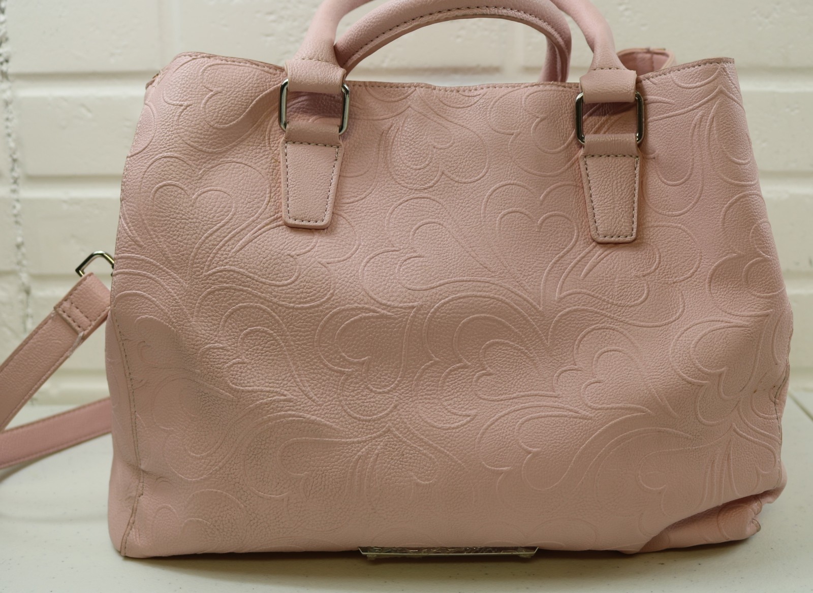 Betsey Johnson XO Mona Blush Heart Studded Handbag Crossbody