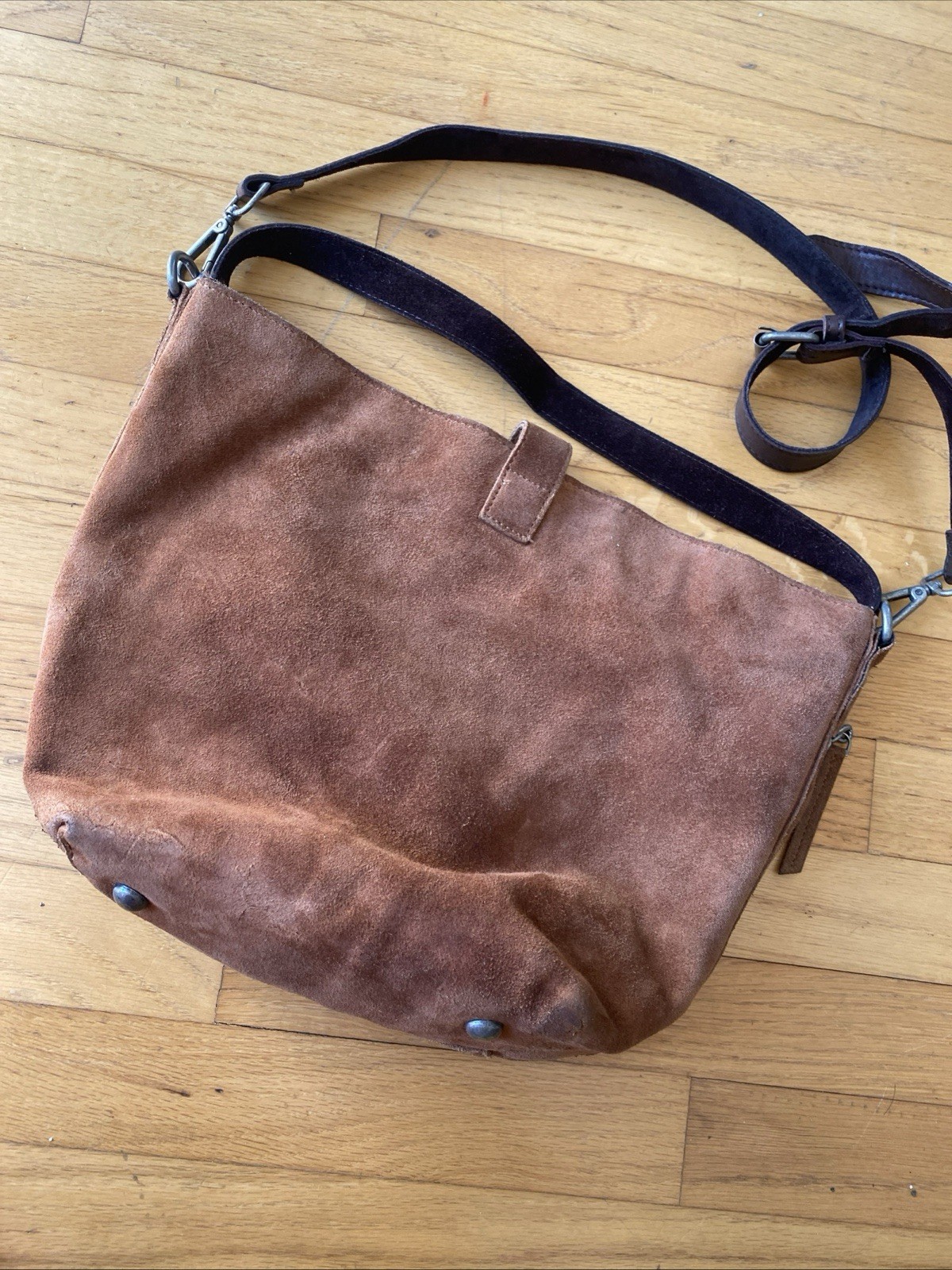 Free People Slouchy Suede Slingshot Rusty Brown Hobo Shoulder Bag Purse