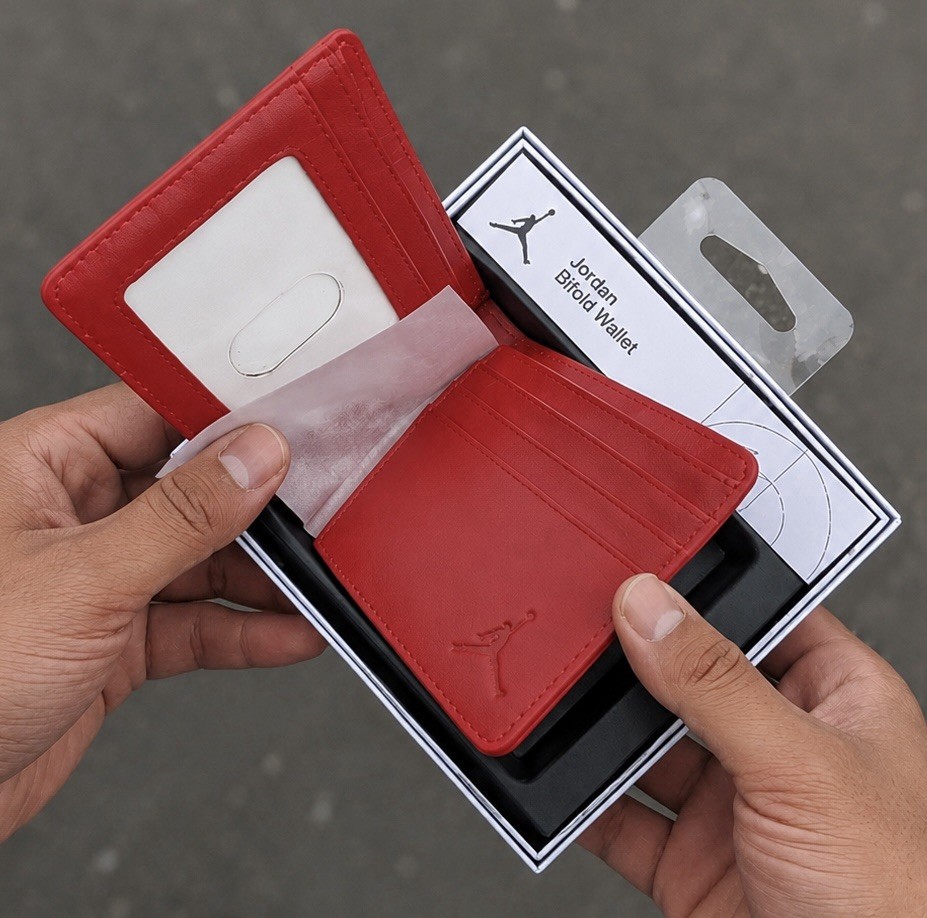 Jordan Men’s Red Bifold Wallet Logo Accent with ID Window & Credit Card