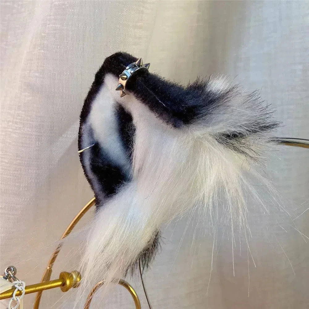 White Tiger Ears Hairhoop Tail Headwear Halloween Christmas Party Cosplay Prop