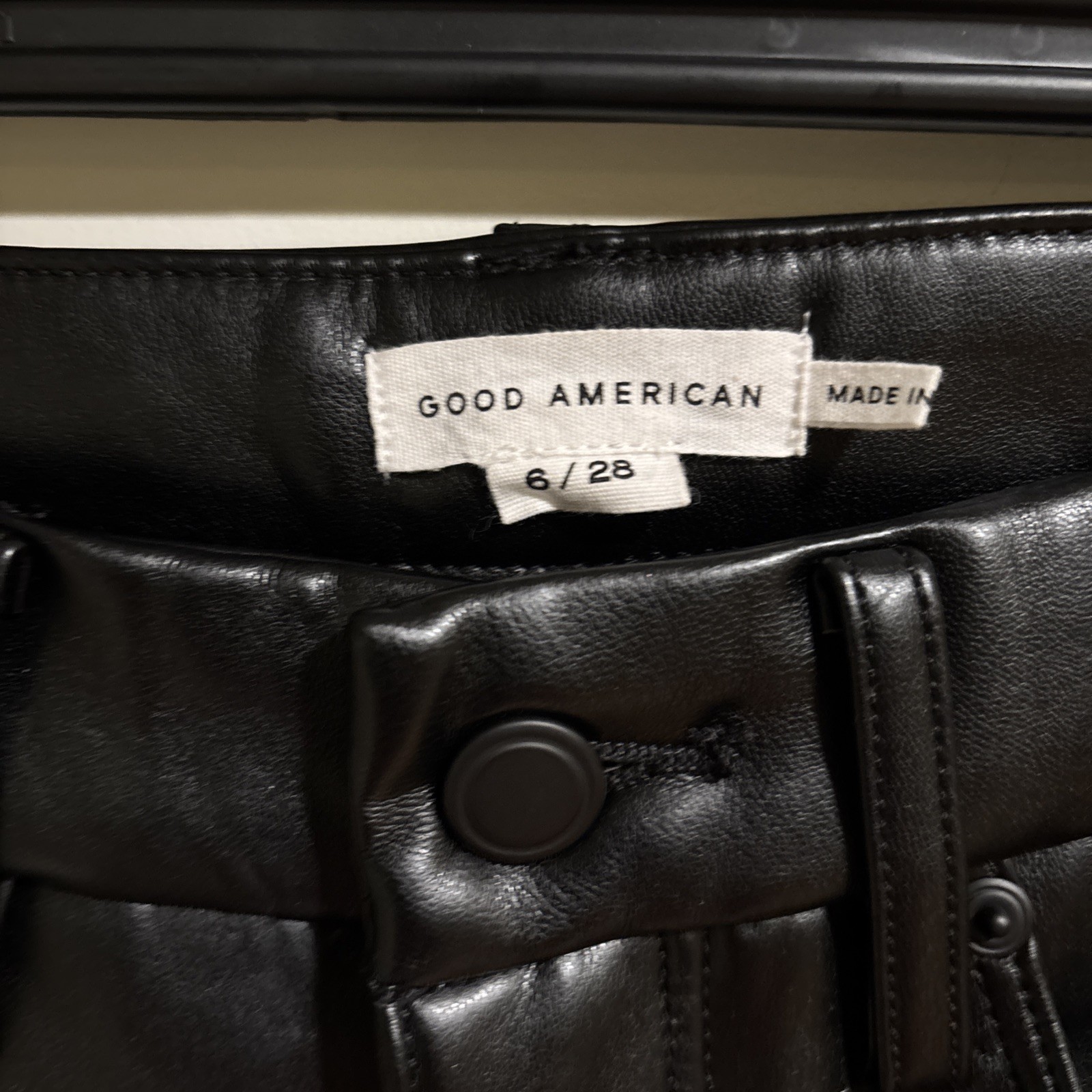 Good American “Better Than Leather” Good Boy trousers, Size 6/28