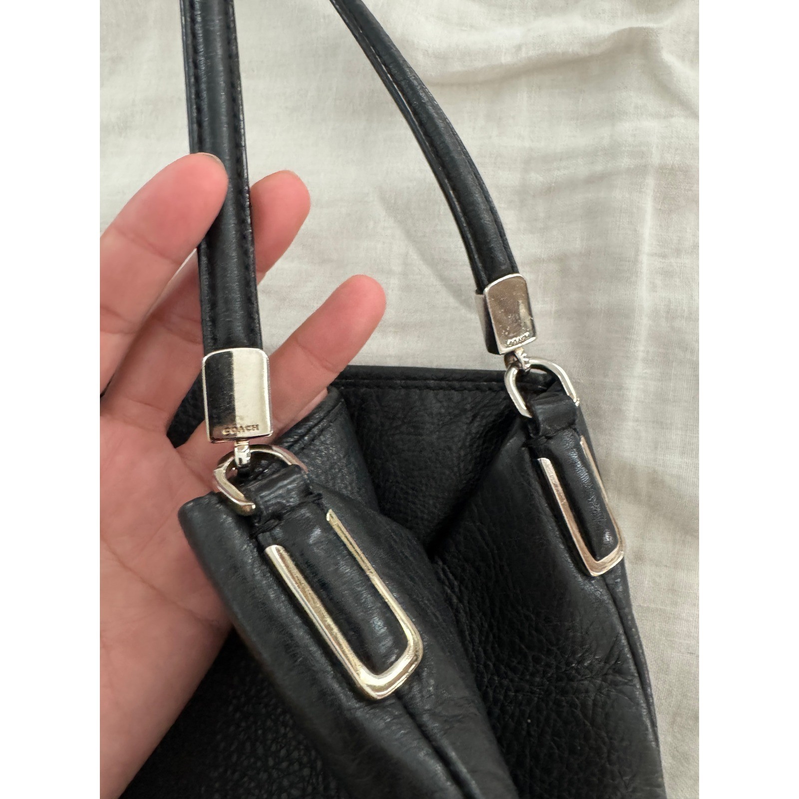Coach Madison Phoebe Black Pebbled Leather Shoulder Hobo Bag