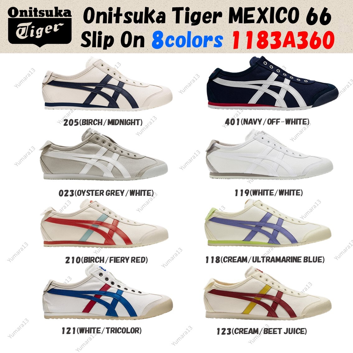 Onitsuka Tiger MEXICO 66 SLIP-ON Unisex Shoes 8colors 1183A360 US 4-14 Brand New