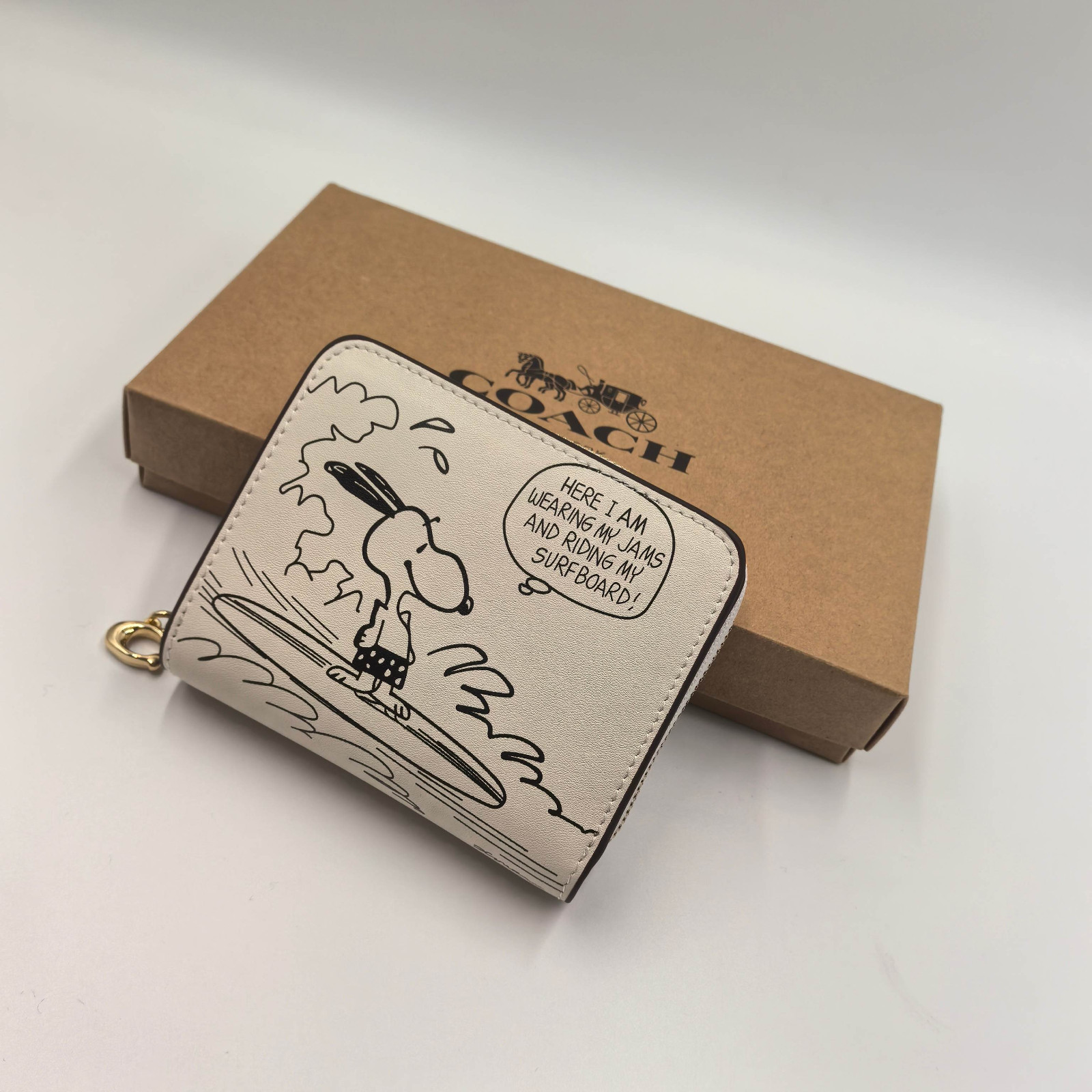 Coach X Peanuts Snap Wallet In Signature Canvas With Snoopy Print CCB18