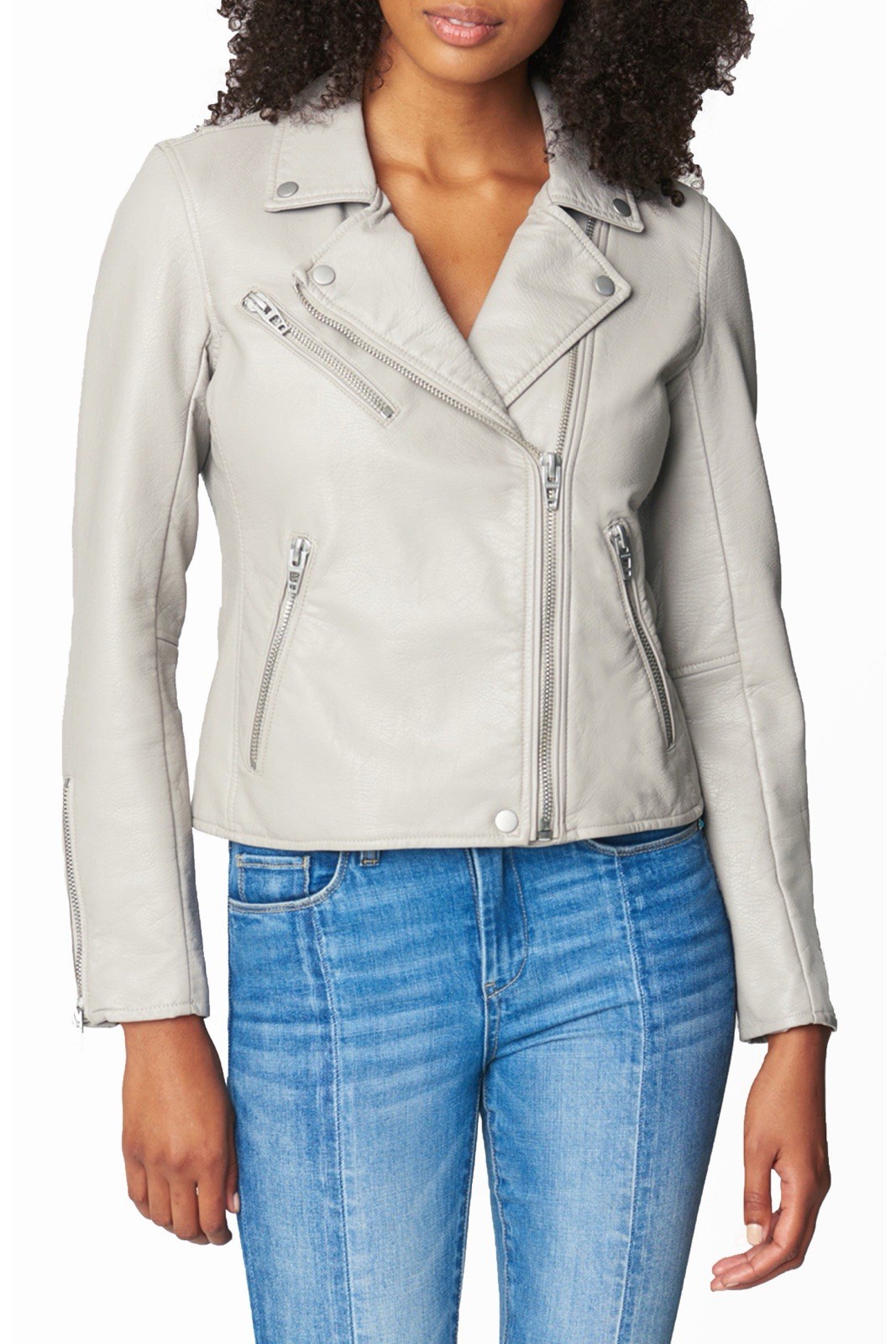 BLANKNYC Women’s Gray Biker Moto Jacket Size M Full Zip Long Sleeve 29L-9596NO