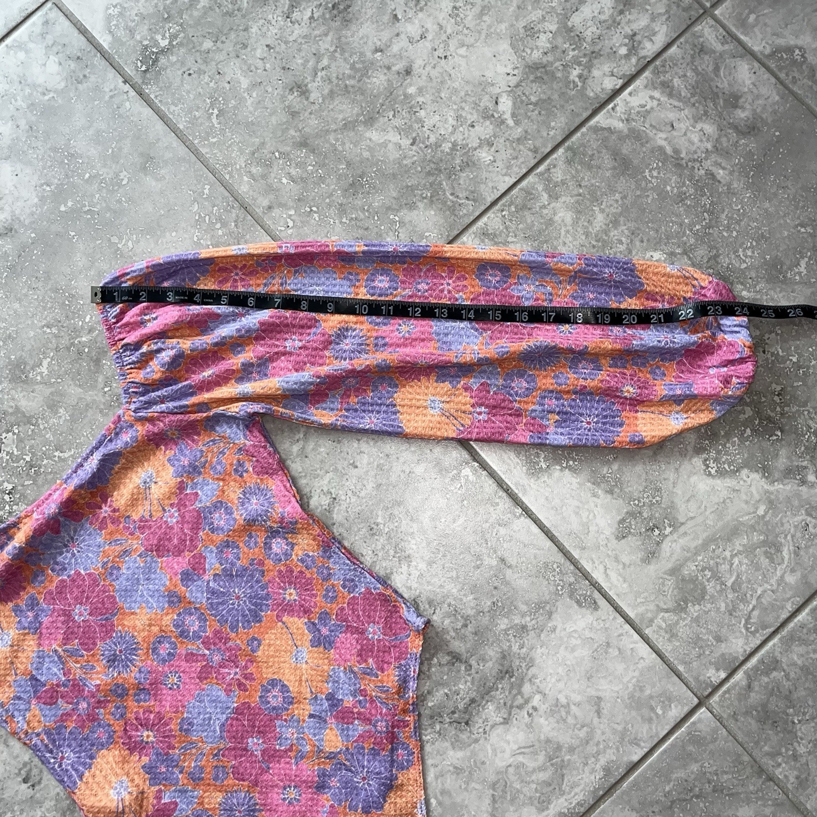 Pink Lily Balloon Sleeve Thong Bodysuit Top Pink Floral Hippie 90s Boho New S