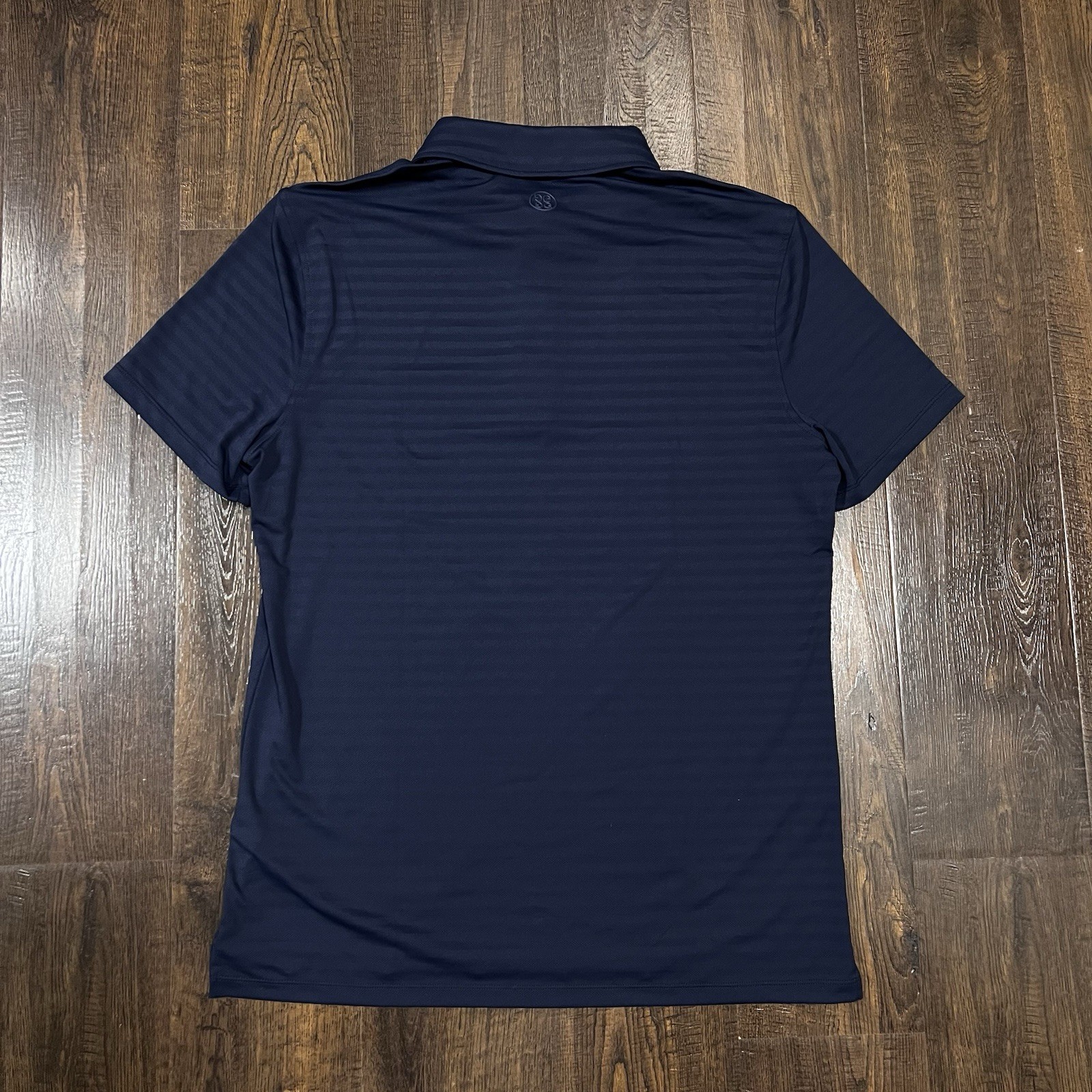G/Fore Men’s Medium Perforated Navy Stripe Tech Jersey Performance Polo Golf
