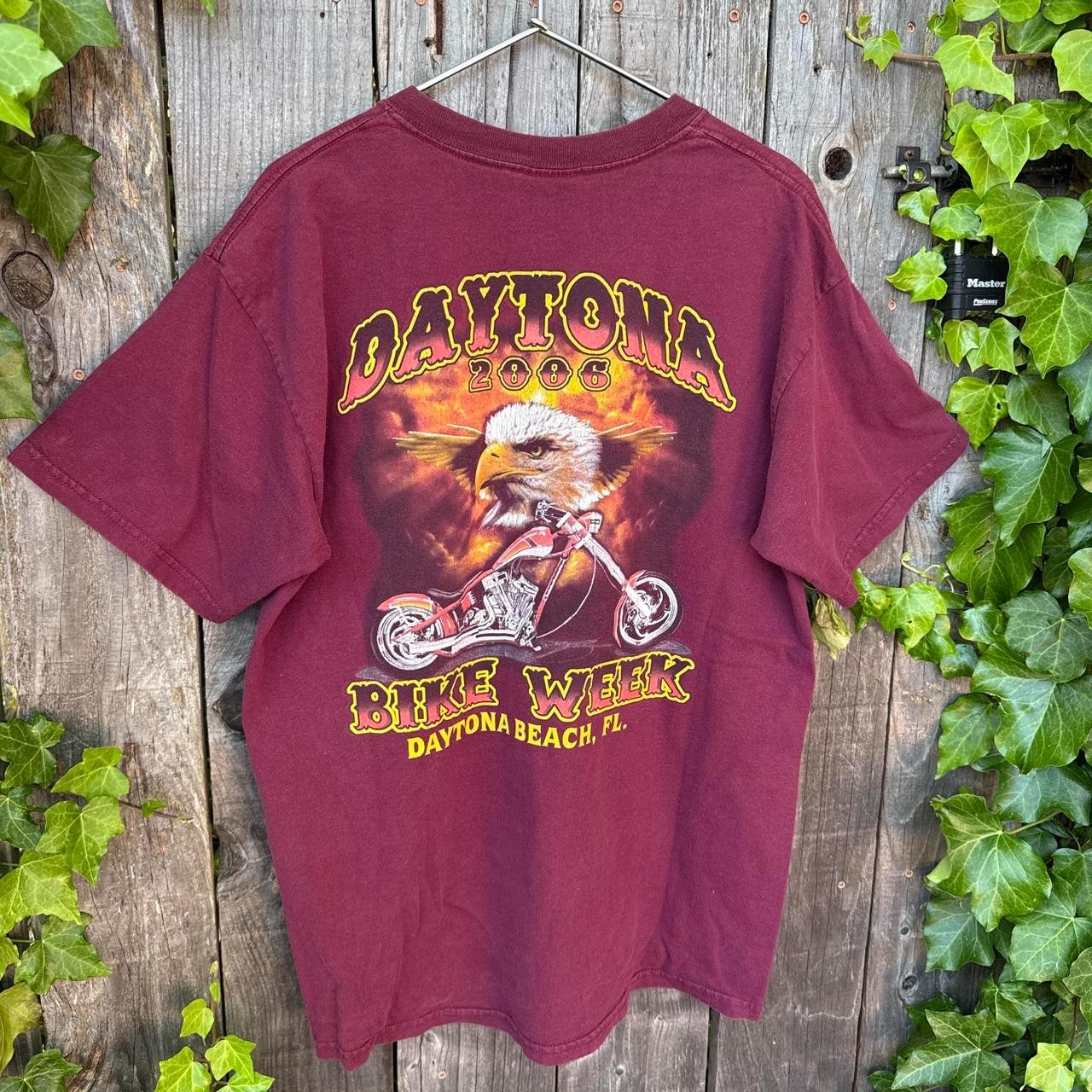 VINTAGE BURGUNDY STEVE & BARRY’S DAYTONA EAGLE CHOPPER TEE SIZE L
