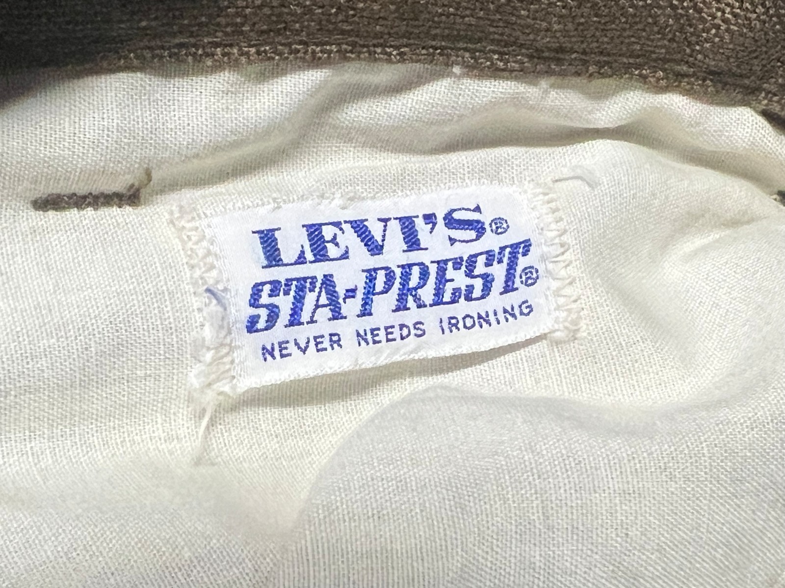 Mens Vtg 60s MOD Peg Leg Pants LEVI’S Sta Prest Hopsack Brown Black Gold Big E