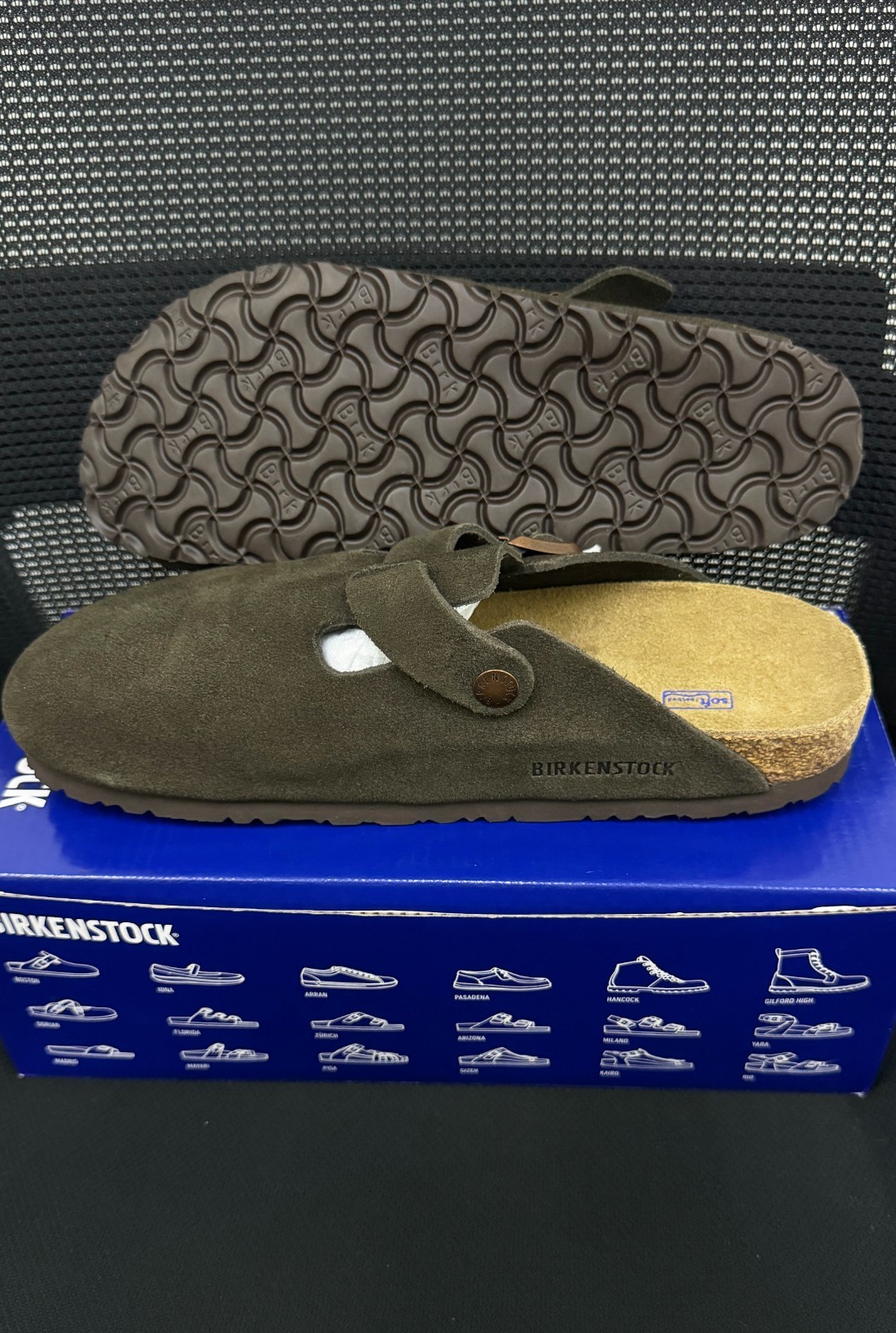 Birkenstock Boston Suede Soft Footbed Unisex Slip-Ons Clog-Mocha EU37-45
