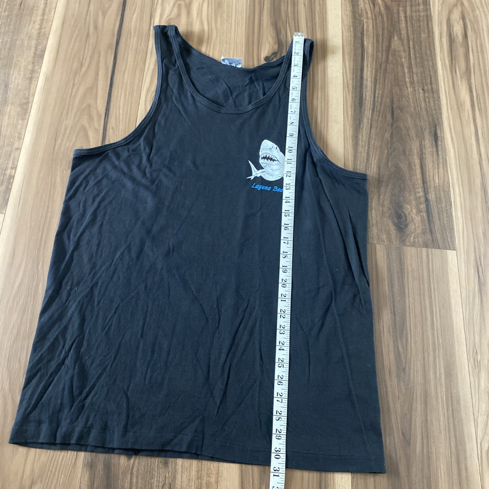 Hanes Beefy T Tank Top Neon Graphic Print Shark Laguna Beach
