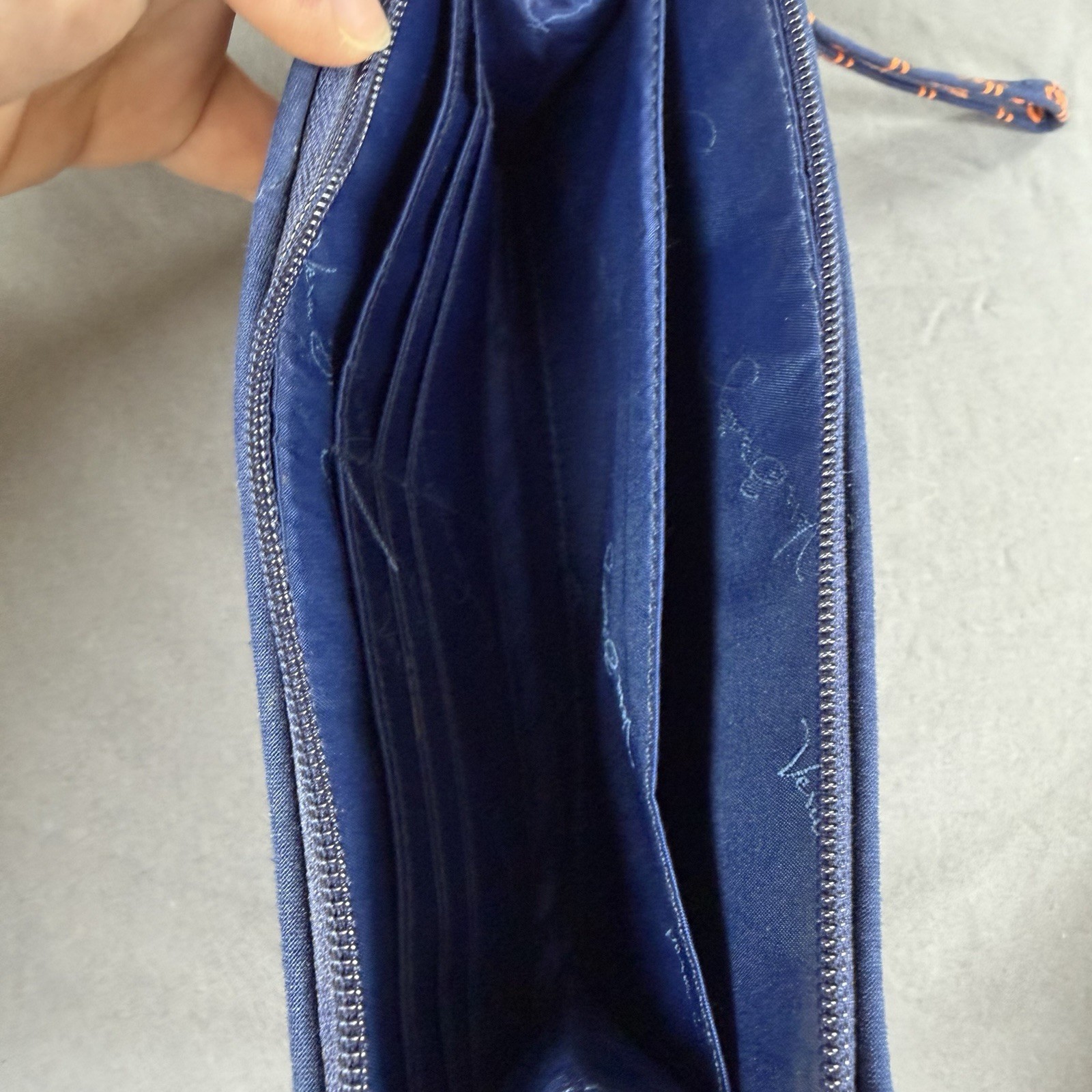 Vera Bradley Front Zip Wristlet Clutch Handbag Orange Blue Mini Concerto EUC