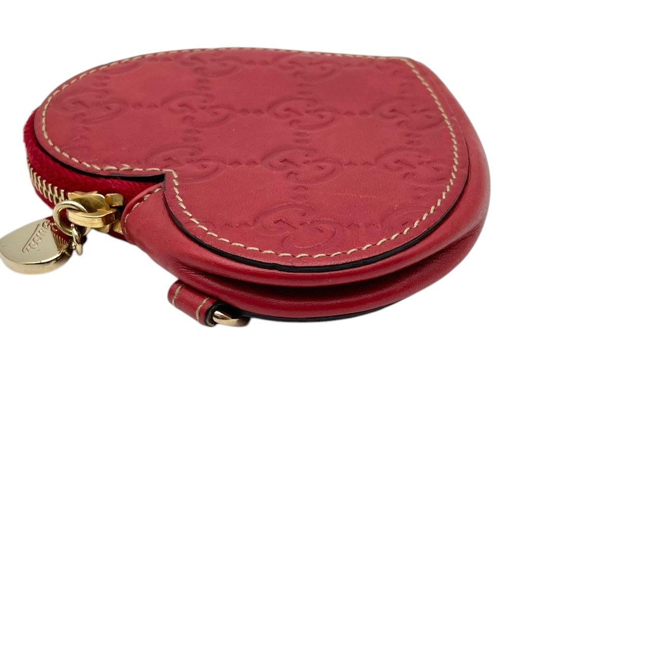 Authentic GUCCI Lovely Heart Guccissima Leather Coin Case Red Compact Purse