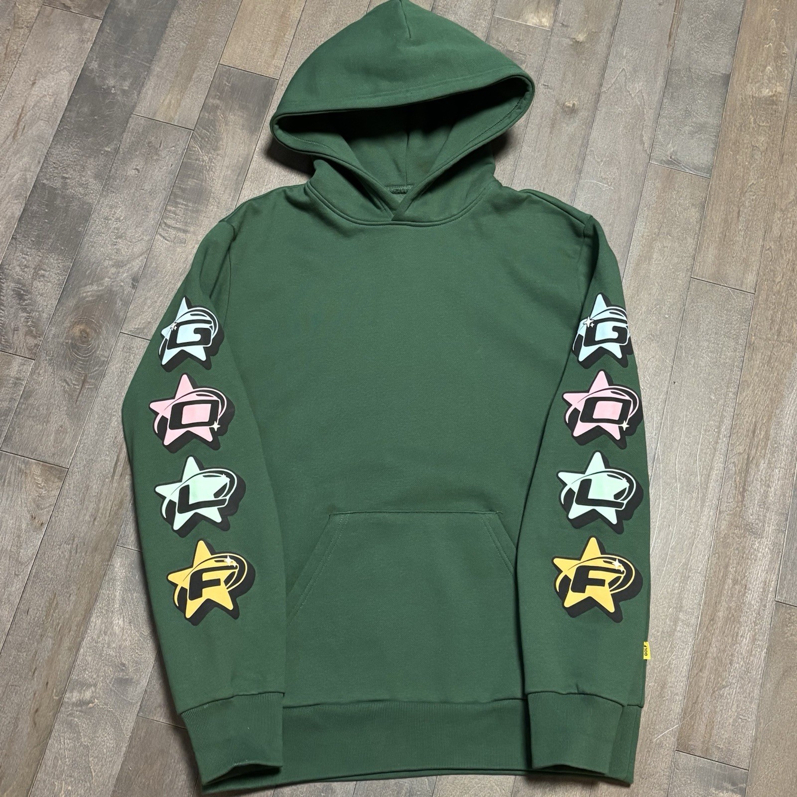 Golf Wang Tyler The Creator Green Hoodie Multi Logo Sleeve Fleece Mens M NWOT