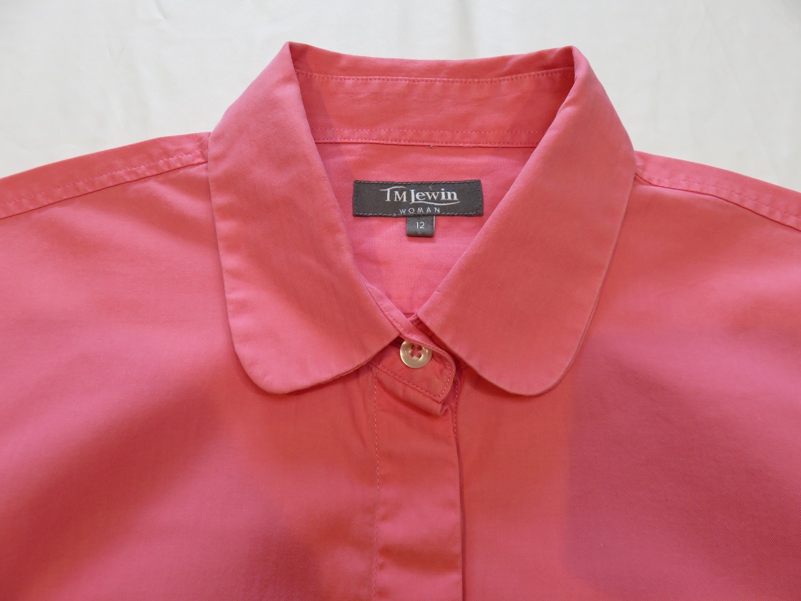 TM LEWIN WOMAN SALMON PINK BEAUTIFUL TAILORED LONG SLEEVE COTTON SHIRT UK 10 -12
