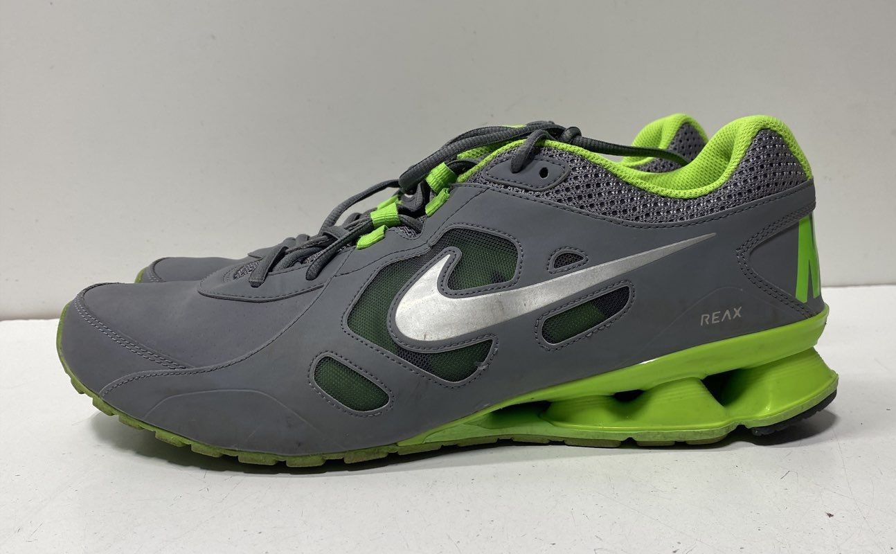 Nike Reax Run 7 Grey Electric Green Silver Men’s Running Shoes Size 13