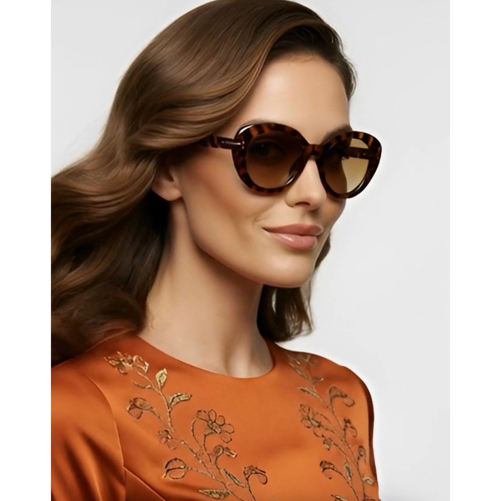 Women Designer Tortoise Sunglasses Brown Gradient Lens Retro Vintage Eyewear New