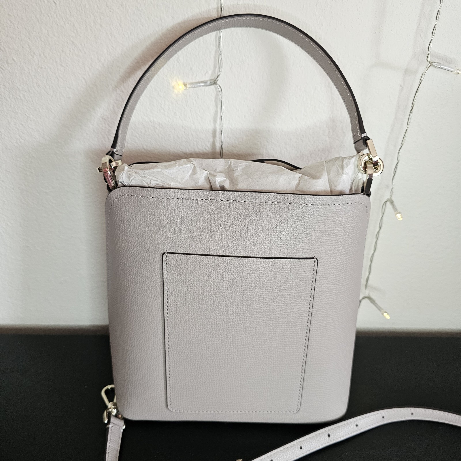Kate Spade New York Gray Pebbled Top Handle Crossbody Adjustable Strap Gold
