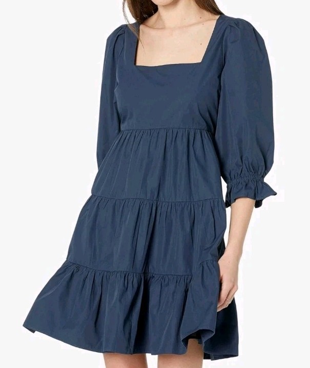 Madewell Women’s Poplin Lizzie Babydoll Dress Twilight Size 6 NWT Navy Cotton