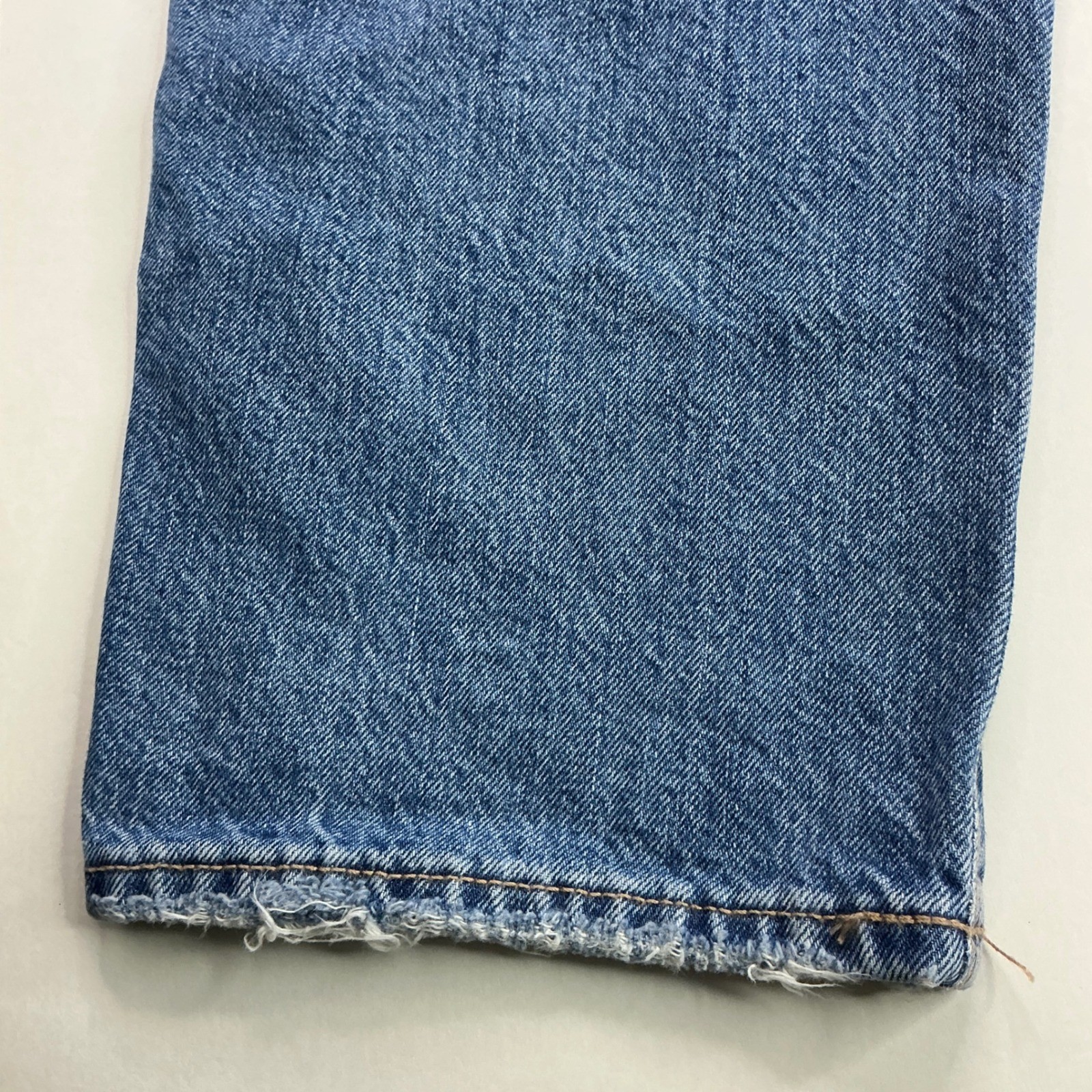 American Eagle Blue Baggy Jean Womens 2 Mid Rise Wide Leg Medium Wash Distressed