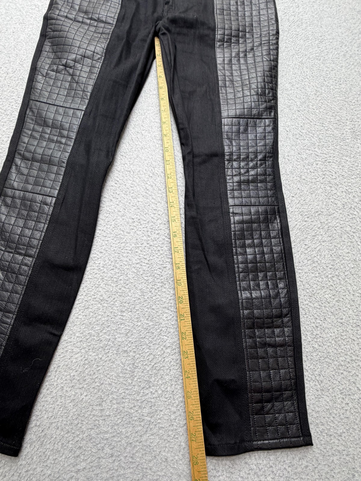 7 For All Mankind Jeans Mens 31×29 Black Skinny Moto Quilted Leather Denim
