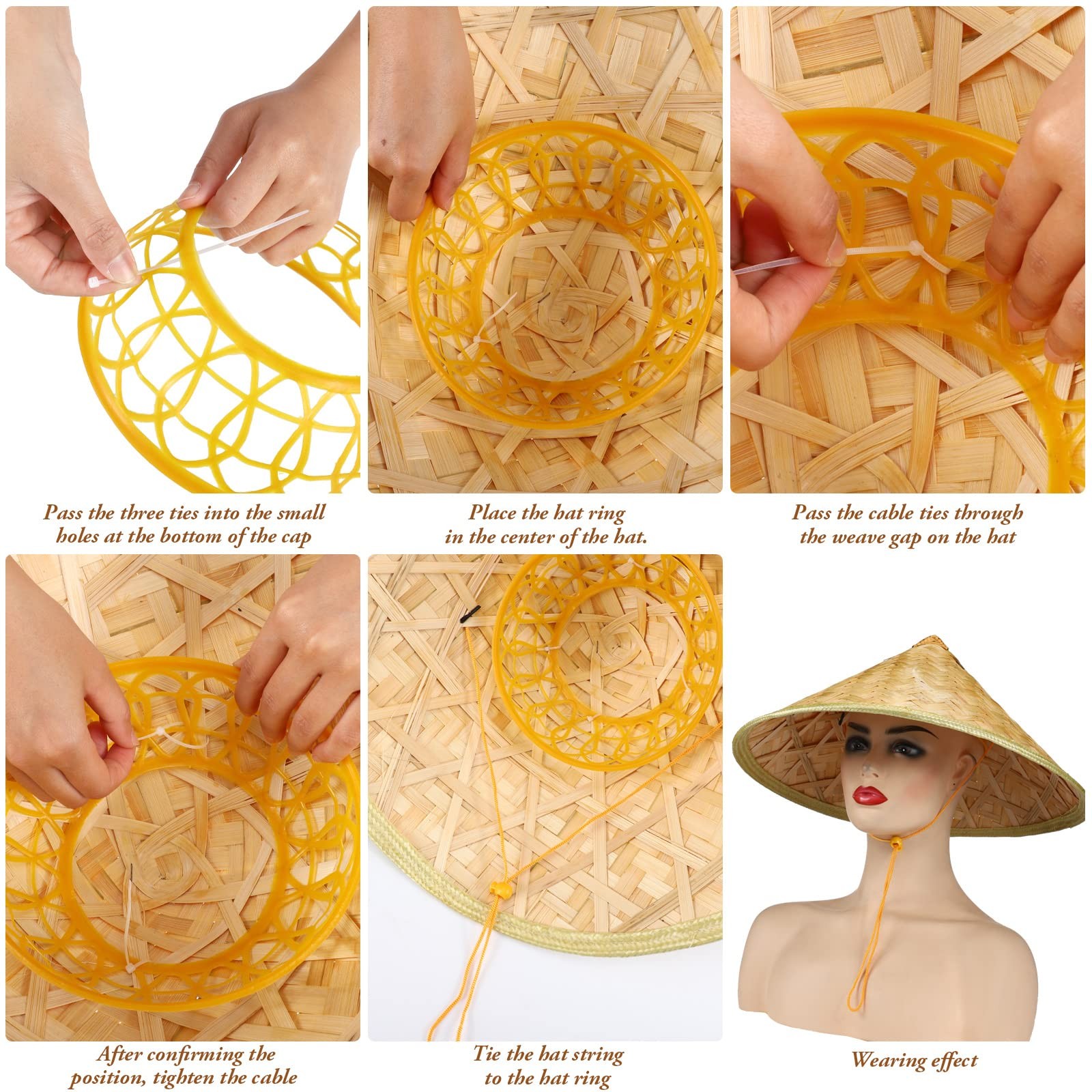 Traditional Chinese Rice Bamboo Hat Asian Straw Vietnamese Bamboo Hat for Wom…